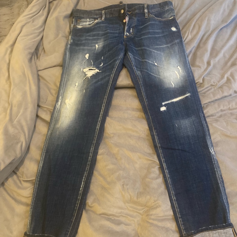 DSQUARED2 Dark Blue Distressed Boyfriend Jeans